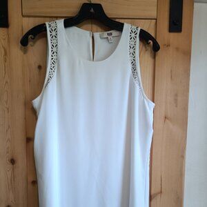 et cetera sleeveless white layered top size 8 with leather trim